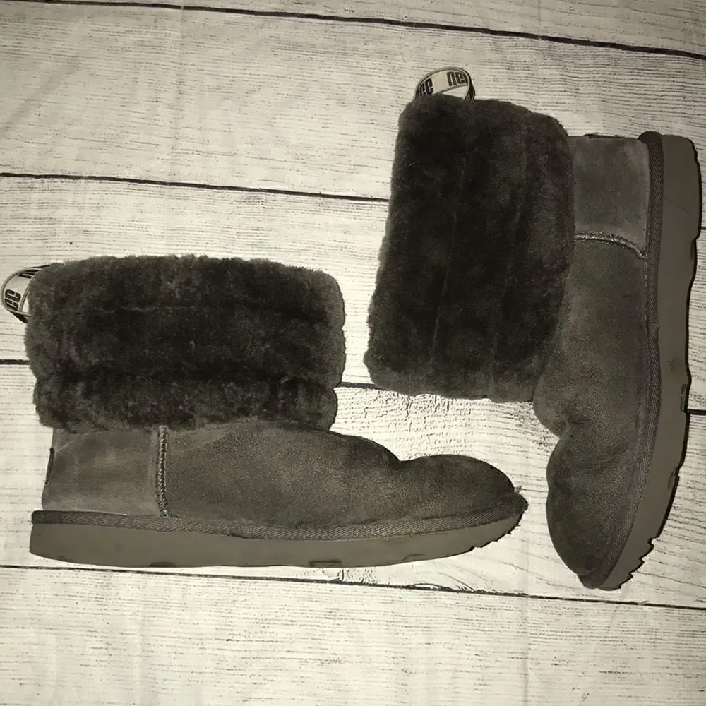 UGG Kids' Fluff Mini Quilted Boots Charcoal